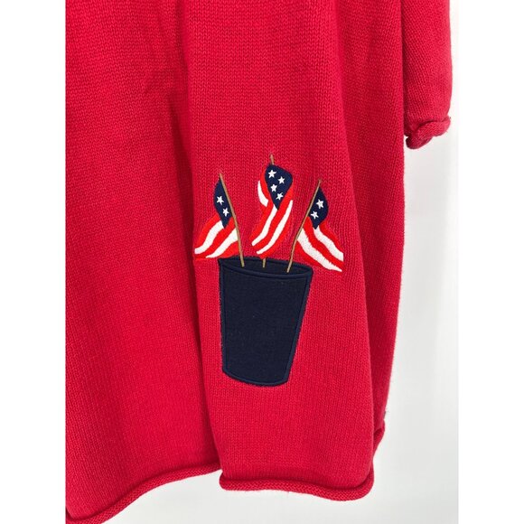 Quaker Factory Womens Short Sleeve Red Stars Stripes Embroidered Cardigan Sz 2X - Picture 5 of 8